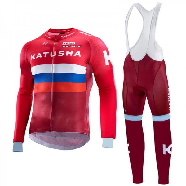 Katusha 2017 Squadre Pro Abbigliamento Ciclismo Maglia Ciclismo Manica Lunga e Salopette Lunga 77476-EC