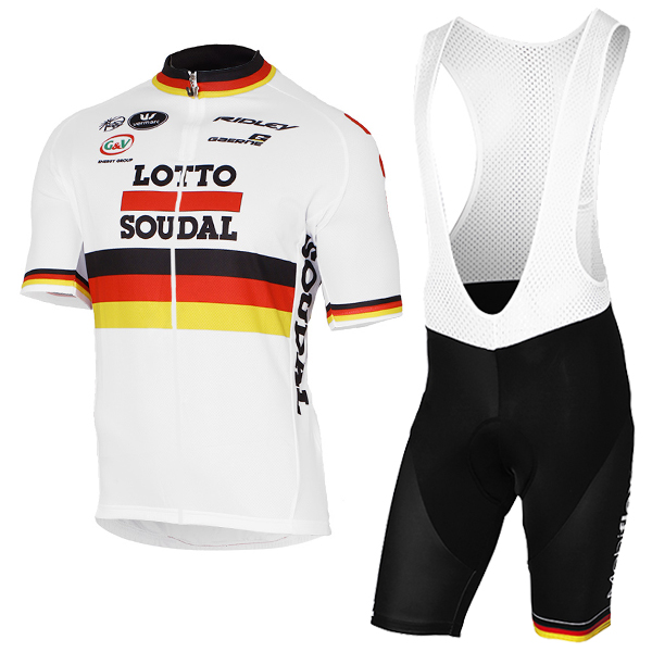 2017 LOTTO SOUDAL Germany bianco Nuovo abbigliamento Ciclismo Completo Maglia Ciclismo Corta e Salopette 75542-OH
