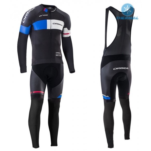 2016 Orbea Team Pro nero -blu Thermo Squadre Pro Abbigliamento Ciclismo Maglia Ciclismo Manica Lunga e Salopette Lunga 34976-EC