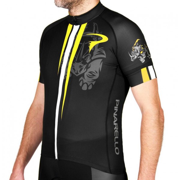 2016 Pinarello Rhino Maglia Ciclismo Manica Corta nero giallo 40672-PZ