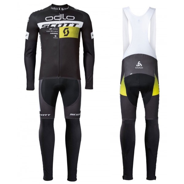 2016 Scott ODLO Team nero Squadre Pro Abbigliamento Ciclismo Maglia Ciclismo Manica Lunga e Salopette Lunga 74139-IR