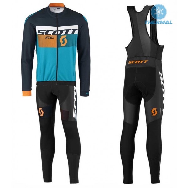 2016 Scott RC nero -giallo -blu Thermo Squadre Pro Abbigliamento Ciclismo Maglia Ciclismo Manica Lunga e Salopette Lunga 20036-EK