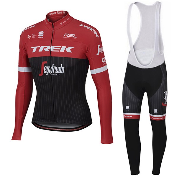 Trek Segafredo Pro 2017 Rosso Abbigliamento Ciclismo Maglia Ciclismo Manica Lunga e Salopette Lunga 31932-FP