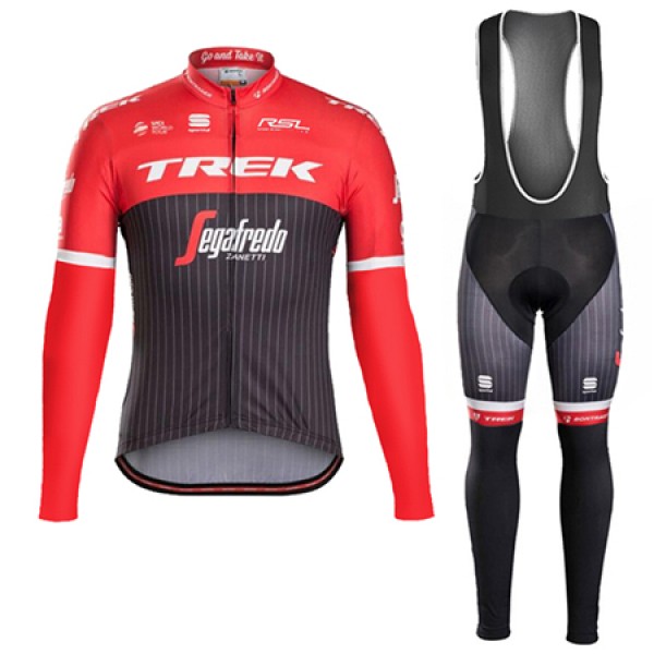 Trek Segafredo 2017 Squadre Pro Abbigliamento Ciclismo Maglia Ciclismo Manica Lunga e Salopette Lunga Rosso 54880-QJ