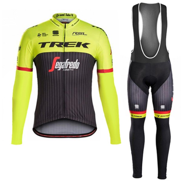 Trek Segafredo 2017 Squadre Pro Abbigliamento Ciclismo Maglia Ciclismo Manica Lunga e Salopette Lunga giallo 80740-DS