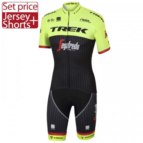 Trek Segafredo Pro 2017 giallo abbigliamento Bici Completo Maglia Ciclismo Corta e Pantaloncini 81955-JV