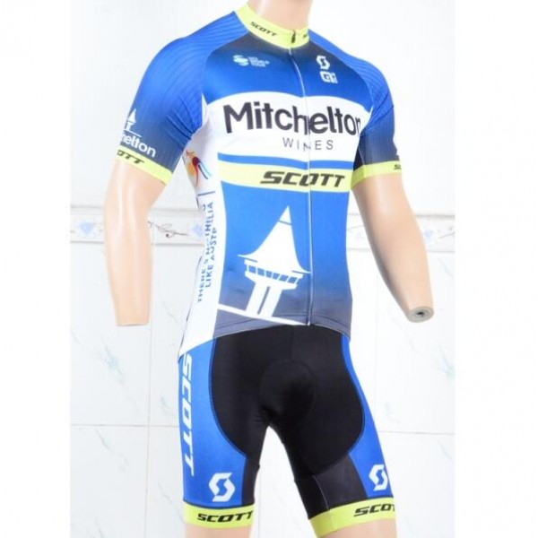 Mitchelton Scott 2018 blauw abbigliamento Ciclismo Completo Maglia Ciclismo Corta e Pantaloni Ciclismo 35201OW