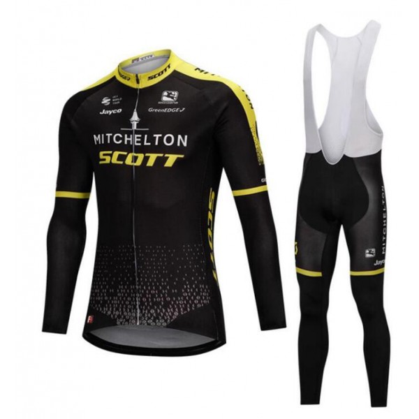 Mitchelton-Scott Pro 2018 Abbigliamento Ciclismo Maglia Ciclismo Manica Lunga e Salopette Lunga 98128UF