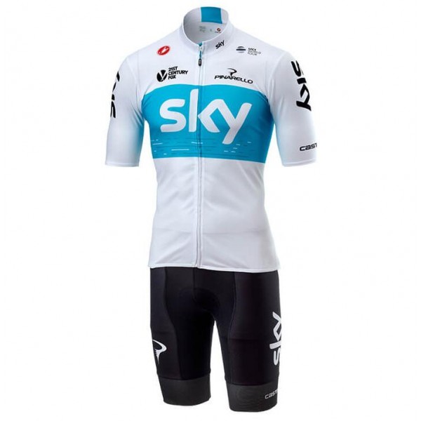 Squadre SKY 2018 bianco abbigliamento Ciclismo Completo Maglia Ciclismo Corta e Pantaloni Ciclismo 73383LG
