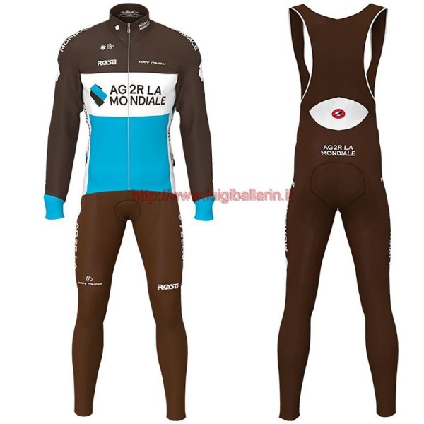 Completo Ciclismo 2019 AG2R Squadre Maglia Ciclismo Manica Lunga e Salopette