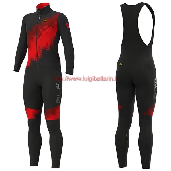 Completo Ciclismo 2019 ALE Pulse nero-rosso Maglia Ciclismo Manica Lunga e Salopette