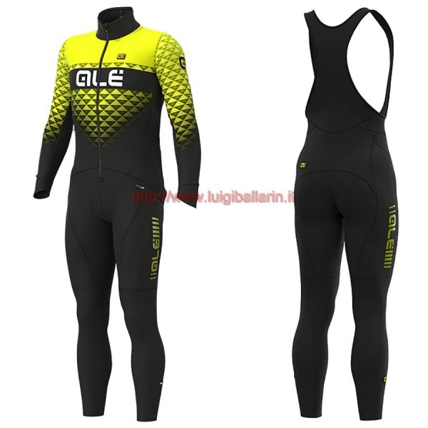 Completo Ciclismo 2019 ALE Summit nero-giallo Maglia Ciclismo Manica Lunga e Salopette