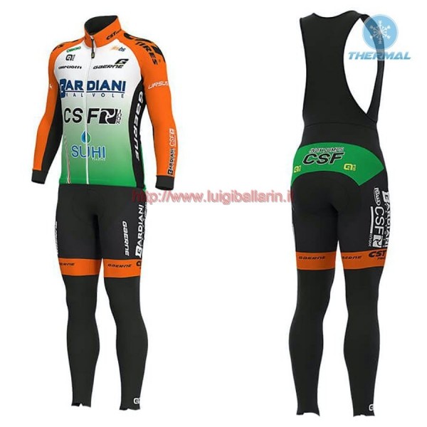 Completo Ciclismo 2019 Bardiani CSF thermique Maglia Ciclismo Manica Lunga e Salopette Lunga