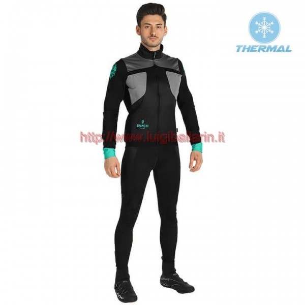 Completo Ciclismo 2019 Bianchi nero-Gris thermique Maglia Ciclismo Manica Lunga e Salopette Lunga