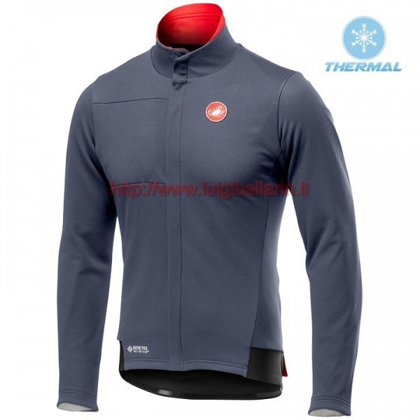 Completo Ciclismo 2019 Casteli DE Gris thermique Maglia Ciclismo Manica Lunga