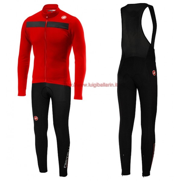 Completo Ciclismo 2019 Casteli Puro 3 rosso Maglia Ciclismo Manica Lunga e Salopette