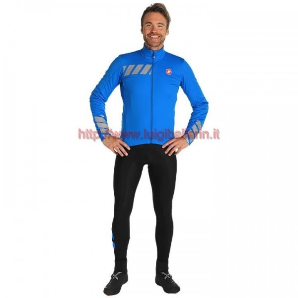 Completo Ciclismo 2019 Casteli Raddoppia 2 Blu Maglia Ciclismo Manica Lunga e Salopette