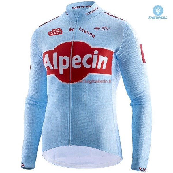 Completo Ciclismo 2019 Katusha Alpecin Squadre thermique Maglia Ciclismo Manica Lunga
