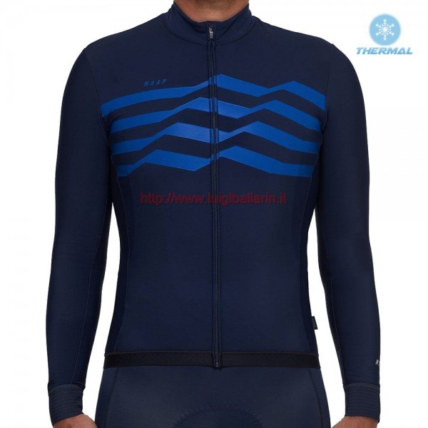 Completo Ciclismo 2019 MAAP M-Flag ultra Blu thermique Maglia Ciclismo Manica Lunga