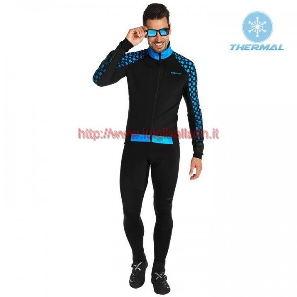 Completo Ciclismo 2019 Nalini CRIT 3L 2.0 nero-Blu thermique Maglia Ciclismo Manica Lunga e Salopette Lunga