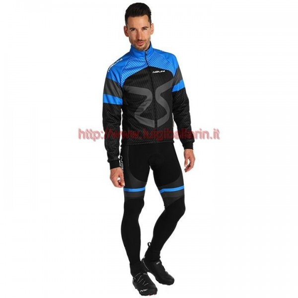 Completo Ciclismo 2019 Nalini Tuono nero-Blu Maglia Ciclismo Manica Lunga e Salopette