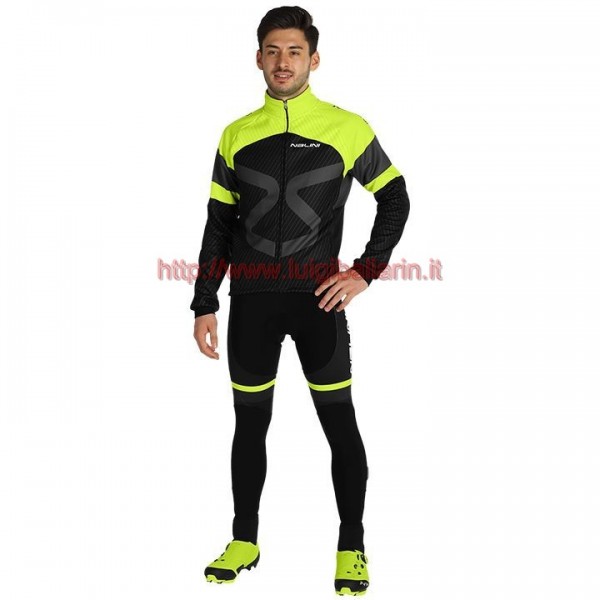 Completo Ciclismo 2019 Nalini Tuono nero-giallo Maglia Ciclismo Manica Lunga e Salopette