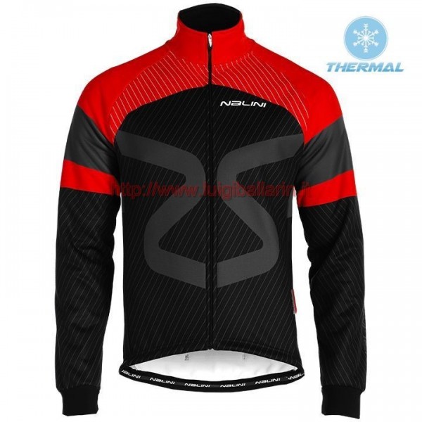 Completo Ciclismo 2019 Nalini Tuono nero-rosso thermique Maglia Ciclismo Manica Lunga