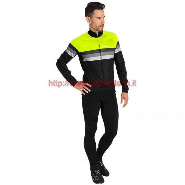 Completo Ciclismo 2019 Nalini Warm 2.0 nero-giallo Maglia Ciclismo Manica Lunga e Salopette