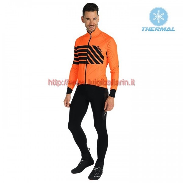 Completo Ciclismo 2019 Santini Svolta Orange thermique Maglia Ciclismo Manica Lunga e Salopette Lunga