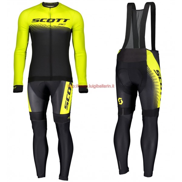 Completo Ciclismo 2019 Scott RC nero-giallo Maglia Ciclismo Manica Lunga e Salopette