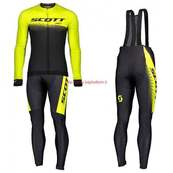 Completo Ciclismo 2019 Scott-RC PRO nero-giallo Maglia Ciclismo Manica Lunga e Salopette
