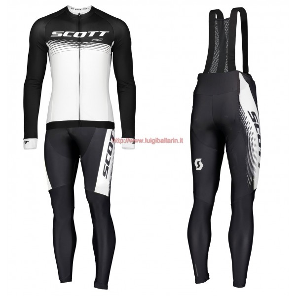 Completo Ciclismo 2019 Scott-RC PRO nero-bianca Maglia Ciclismo Manica Lunga e Salopette