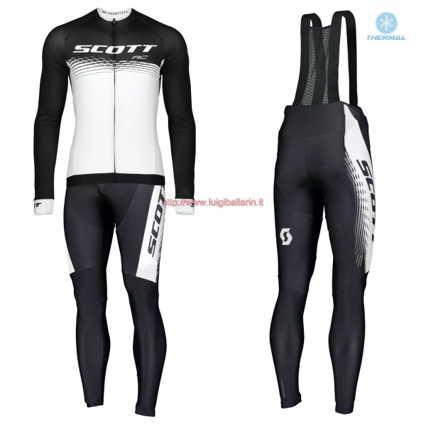 Completo Ciclismo 2019 Scott-RC PRO nero-bianca thermique Maglia Ciclismo Manica Lunga e Salopette Lunga