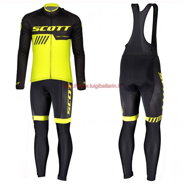 Completo Ciclismo 2019 Scott RC Squadre nero-giallo Maglia Ciclismo Manica Lunga e Salopette