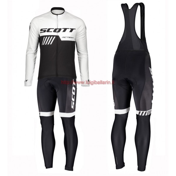 Completo Ciclismo 2019 Scott RC Squadre nero-bianca Maglia Ciclismo Manica Lunga e Salopette