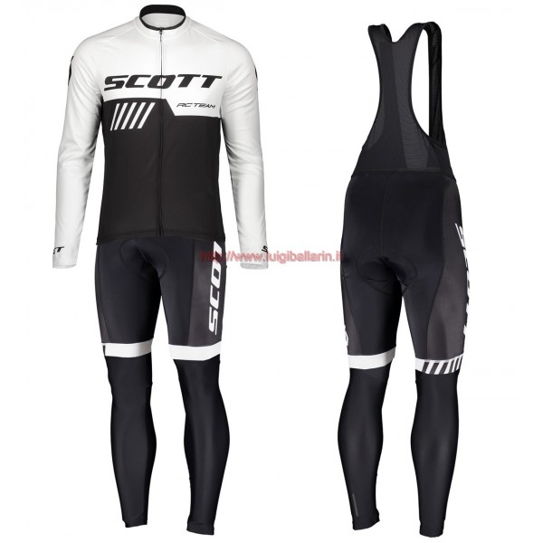 Completo Ciclismo 2019 Scott-RC-Squadre nero-bianca Maglia Ciclismo Manica Lunga e Salopette