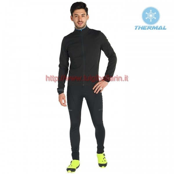 Completo Ciclismo 2019 Shimano nero thermique Maglia Ciclismo Manica Lunga e Salopette Lunga