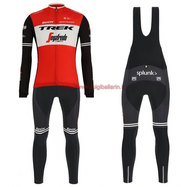 Completo Ciclismo 2019 Trek Usine Racing rosso Maglia Ciclismo Manica Lunga e Salopette