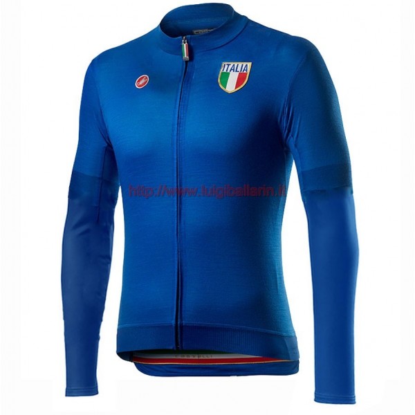 Completo Ciclismo 2020 Italia Blu Maglia Ciclismo Manica Lunga