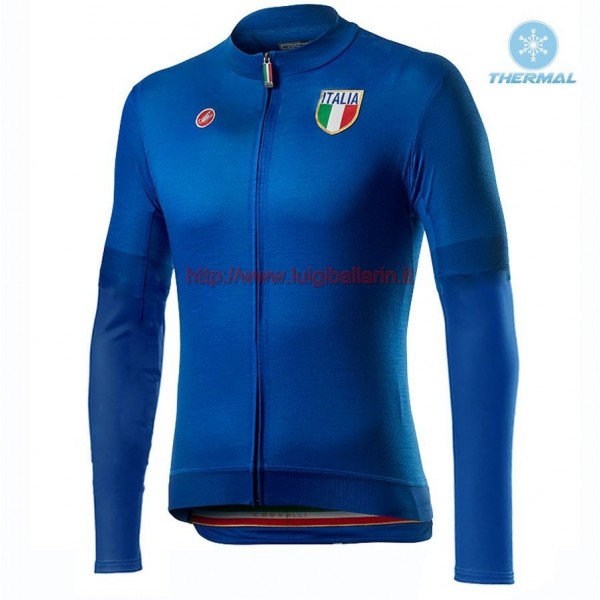 Completo Ciclismo 2020 Italia Blu thermique Maglia Ciclismo Manica Lunga