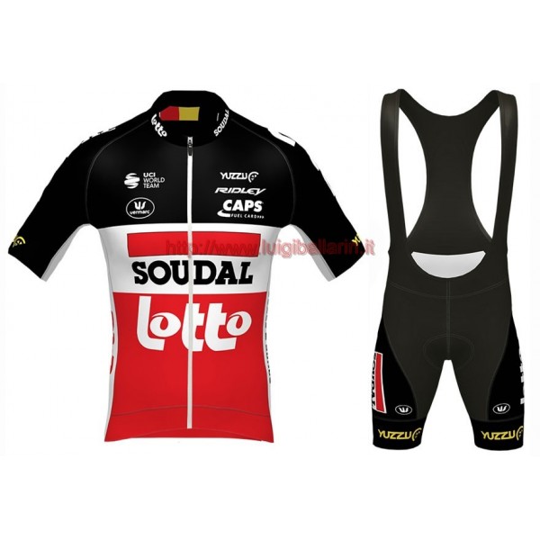 Completo Ciclismo 2020 Lotto Soudal rosso abbigliamento Bici Completo Maglia Ciclismo Corta e Salopette