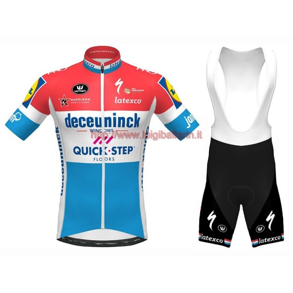 Completo Ciclismo 2020 Quick-Step Luxembourg Champion abbigliamento Bici Completo Maglia Ciclismo Corta e Salopette