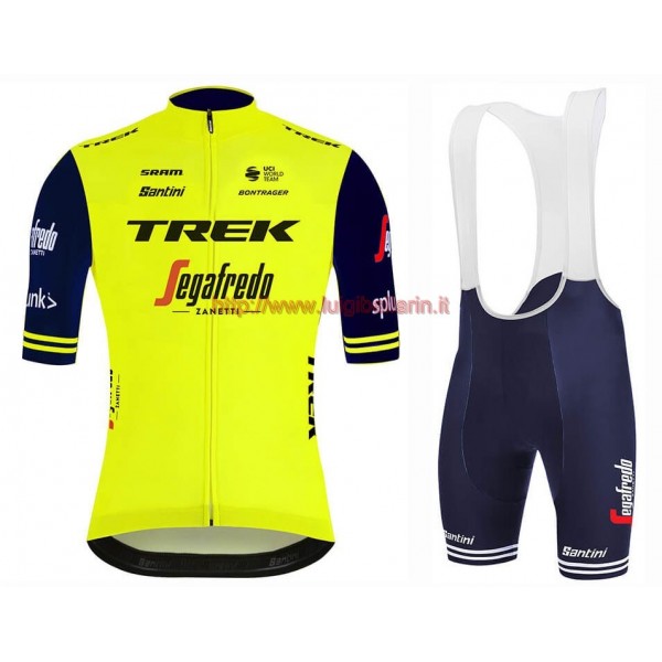 Completo Ciclismo 2020 Trek Segafredo giallo abbigliamento Bici Completo Maglia Ciclismo Corta e Salopette