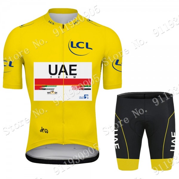 Yellow UAE Emirates Tour De France 2021 abbigliamento Bici Completo Maglia Ciclismo Corta e Salopette 4kg4n