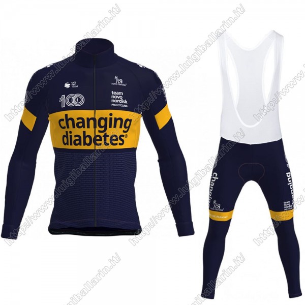 Novo Nordisk 2021 Abbigliamento Maglia Ciclismo Manica Lunga e Salopette Lunga GOVII