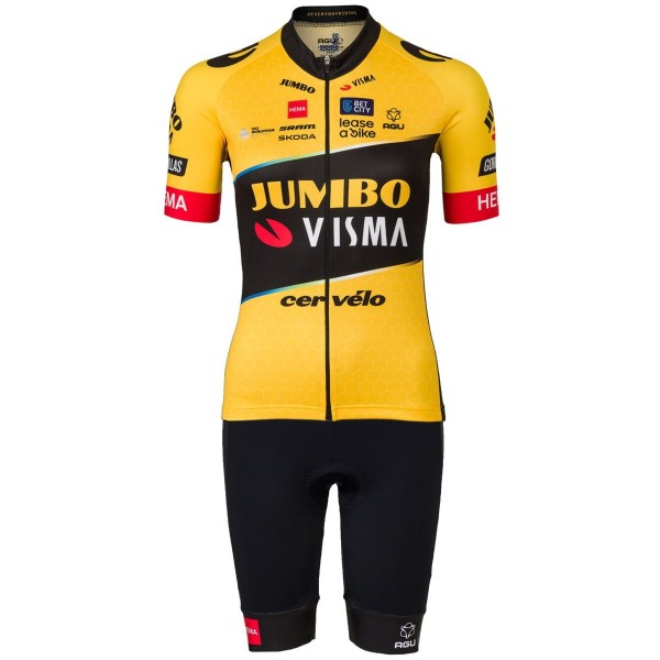 Pantaloncini con bretelle TEAM JUMBO-VISMA 2023 da donna corti squadra di ciclismo professionale